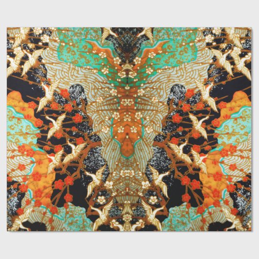 VLIEGTUIGEN MET SPRING FLOWERS Japanse Floral Cadeaupapier (Vlak)