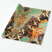 VLIEGTUIGEN MET SPRING FLOWERS Japanse Floral Cadeaupapier (Uitgerold)