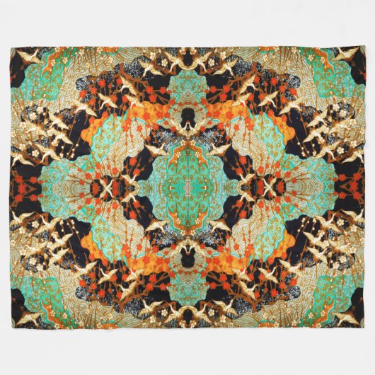 VLIEGTUIGEN MET SPRING FLOWERS Japanse Floral Fleece Deken (Voorkant (Horizontaal))