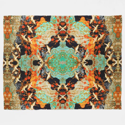 VLIEGTUIGEN MET SPRING FLOWERS Japanse Floral Fleece Deken (Voorkant (Horizontaal))