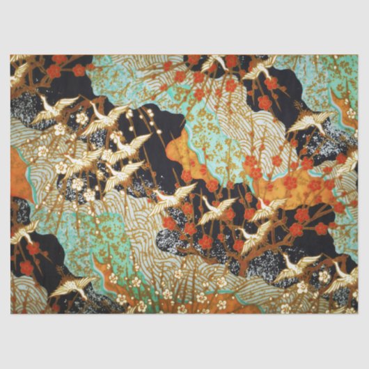 VLIEGTUIGEN MET SPRING FLOWERS Japanse Floral Tissuepapier (Voorkant)