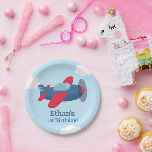 Vliegtuigen met thuisfeesten papieren bordje (Feest)