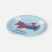 Vliegtuigen met thuisfeesten papieren bordje (Gekanteld)