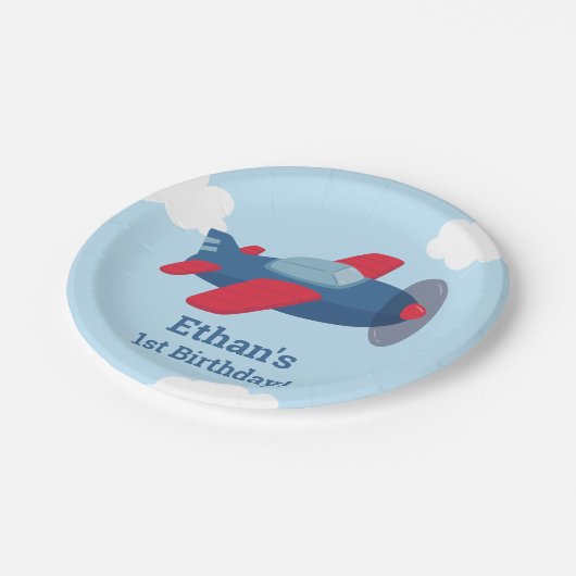 Vliegtuigen met thuisfeesten papieren bordje (Gekanteld)