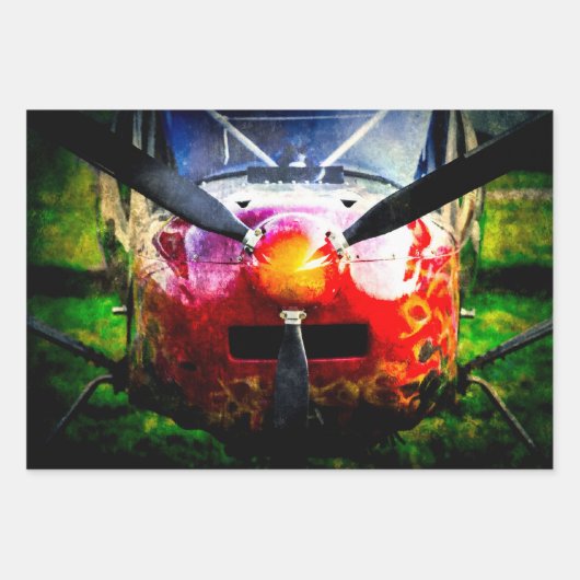 Vliegtuigen met  zuigermotor en schroefzuigers inpakpapier vel (Voorkant 3)