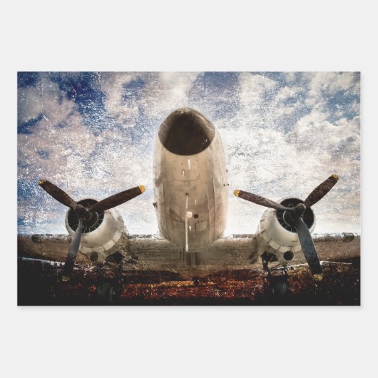 Vliegtuigen met zuigermotor en schroefzuigers inpakpapier vel (Voorkant)