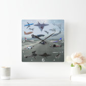 VLIEGTUIGEN OP EEN CAROLINA BLUE SKY VIERKANTE KLOK (Huis)