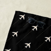 Vliegtuigen Patroon Black Beach handdoek voor de p (In situ)