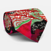 VLIEGTUIGEN, SPRINGSTROMEN Japanse Rode Floral Stropdas (Opgerold)