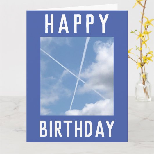 Vliegtuigen trails vormen een Saltire in Sky Kaart (Gele Bloem)