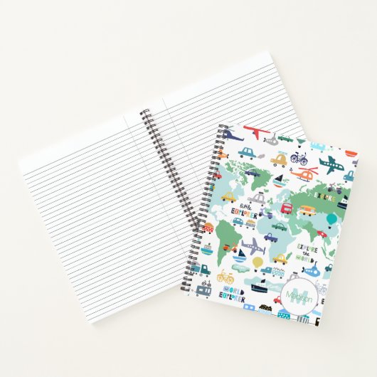 Vliegtuigen Treinen Boten Auto's Woord Reiziger Ka Notitieboek (Binnen)
