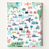 Vliegtuigen Treinen Boten Auto's Woord Reiziger Ka Notitieboek (Achterkant)