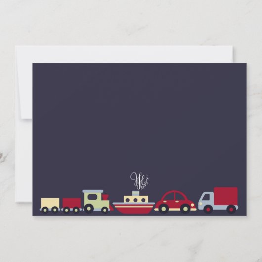 Vliegtuigen, treinen, boten en auto's verjaardagsu kaart (Achterkant)