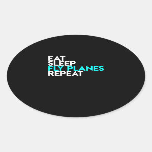 Vliegtuigen van de Eat Slaapstand herhalen - Piloo Ovale Sticker
