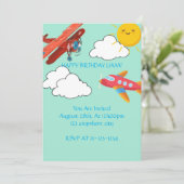 VLIEGTUIGEN VERJAARDAG UITNODIGING JONGENS, DIGITA (Staand voorkant)