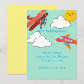 VLIEGTUIGEN VERJAARDAG UITNODIGING JONGENS, DIGITA (Voorkant / Achterkant)