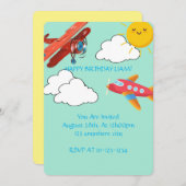 VLIEGTUIGEN VERJAARDAG UITNODIGING JONGENS, DIGITA (Voorkant / Achterkant)