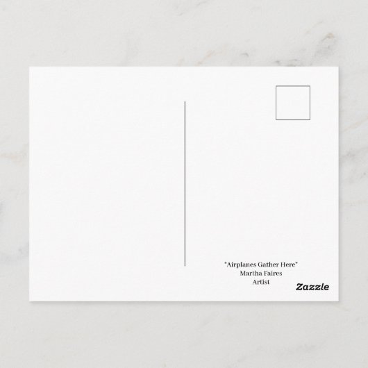 Vliegtuigen verzamelen zich hier briefkaart (Achterkant)