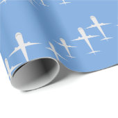 Vliegtuigen vliegen hoog, blauw Elegant Verjaardag Cadeaupapier (Rol Hoek)