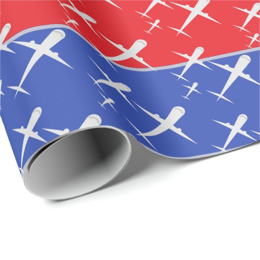 Vliegtuigen vliegen in formatie rood, blauw en gee cadeaupapier (Rol Hoek)