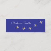 Vliegtuigen vliegen op blauw | reisagent mini visitekaartje (Voorkant)