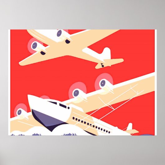 Vliegtuigen vliegen Vintage Propeller Poster (Voorkant)