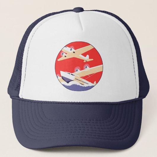 Vliegtuigen vliegen Vintage Propeller Trucker Pet (Voorkant)