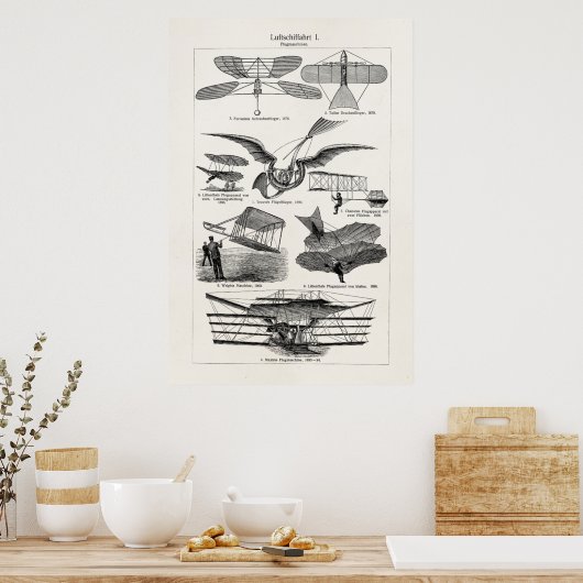 Vliegtuigen Vliegtuigen Retrovliegtuigen Poster (Keuken)