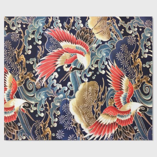 VLIEGTUIGEN, WAVES, SPRINGSTROMEN Japanse Floral Cadeaupapier (Vlak)