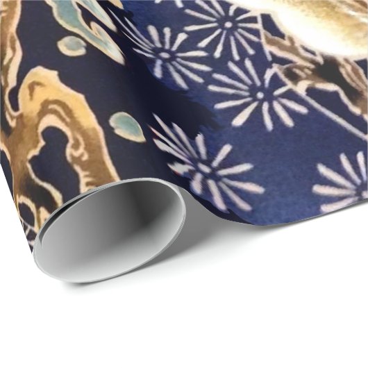 VLIEGTUIGEN, WAVES, SPRINGSTROMEN Japanse Floral Cadeaupapier (Rol Hoek)