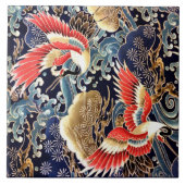 VLIEGTUIGEN, WAVES, SPRINGSTROMEN Japanse Floral Tegeltje (Voorkant)