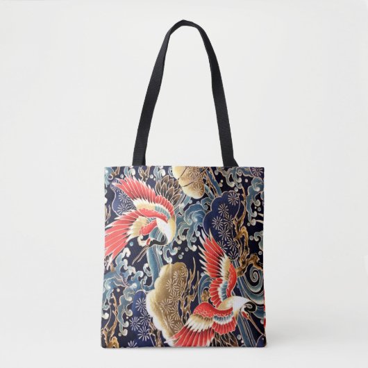VLIEGTUIGEN, WAVES, SPRINGSTROMEN Japanse Floral Tote Bag (Voorkant)