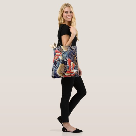 VLIEGTUIGEN, WAVES, SPRINGSTROMEN Japanse Floral Tote Bag (Op model)