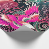 VLIEGTUIGEN, WAVES, STROOKERS Roze Japanse Floral Cadeaupapier (Hoek)