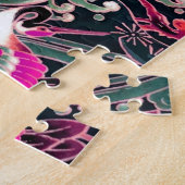 VLIEGTUIGEN, WAVES, STROOKERS Roze Japanse Floral Legpuzzel (Zijkant)