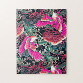 VLIEGTUIGEN, WAVES, STROOKERS Roze Japanse Floral Legpuzzel (Verticaal)