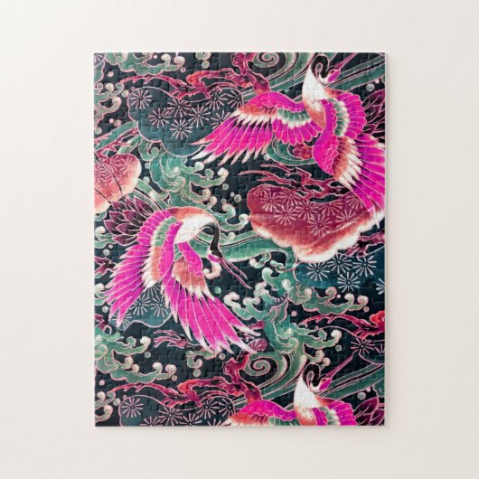 VLIEGTUIGEN, WAVES, STROOKERS Roze Japanse Floral Legpuzzel (Verticaal)