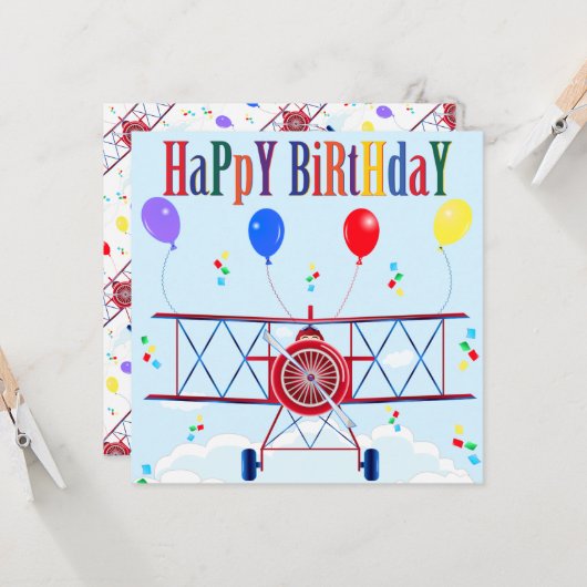 vliegtuigexploitant | Birthday Note Kaart (Voorkant / Achterkant in situ)