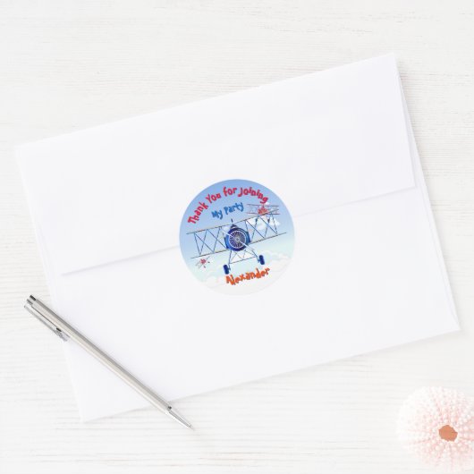  vliegtuigexploitant Birthday Party Ronde Sticker (Envelop)