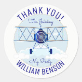 vliegtuigexploitant Birthday Party Ronde Sticker (Voorkant)