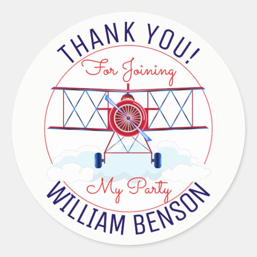 vliegtuigexploitant Birthday Party Ronde Sticker (Voorkant)