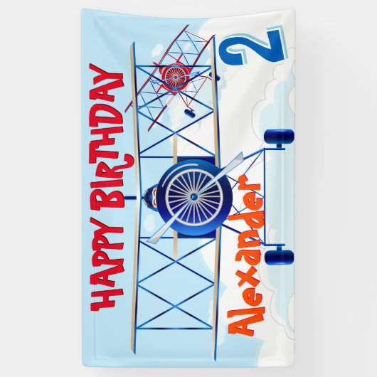  vliegtuigexploitant BIrthday Spandoek (Verticaal)