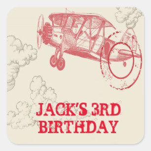 vliegtuigexploitanten (Birthday Party Stickers) Vierkante Sticker