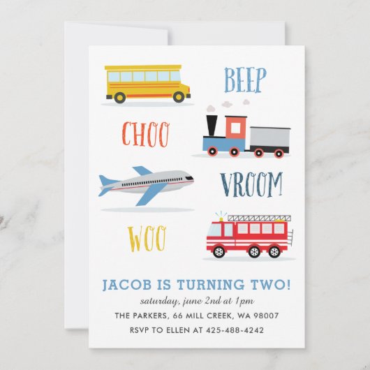 Vliegtuigfeestje bij piep Vroom Woo Kind Kaart (Voorkant)