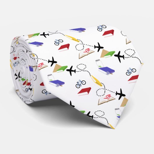 Vliegtuigfiets Boeken Blauw Groen Rood Geel Stropdas (Opgerold)