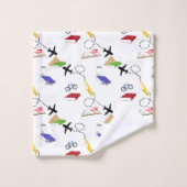 Vliegtuigfiets Boeken Rood Geel Blauw Reizen Bad Handdoek (Wasdoekje)