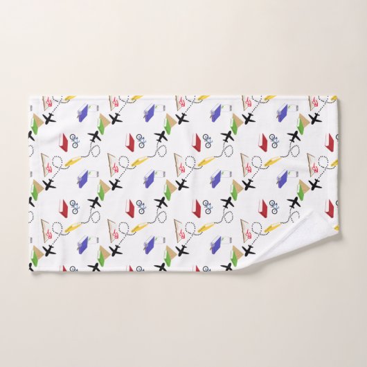 Vliegtuigfiets Boeken Rood Geel Blauw Reizen Bad Handdoek (Handdoek)