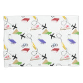 Vliegtuigfiets Boeken Rood Geel Blauw Reizen Kussensloop (Voorkant-Rechts)