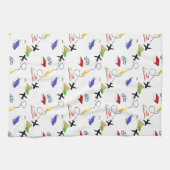 Vliegtuigfiets Boeken Rood Geel Blauw Reizen Theedoek (Horizontaal)