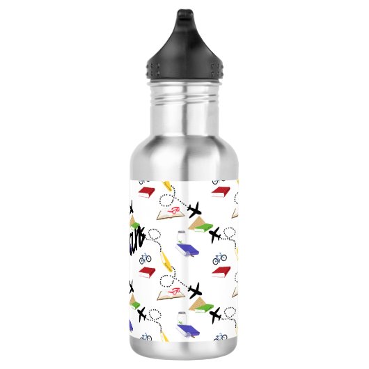 Vliegtuigfiets Rood Geel Blauw Reizen Waterfles (Rechts)